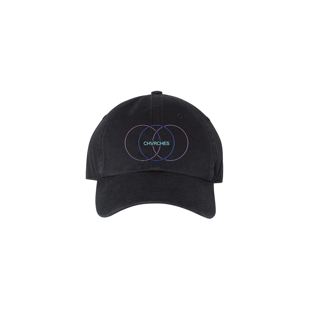 Embroidered Circle Black Cap